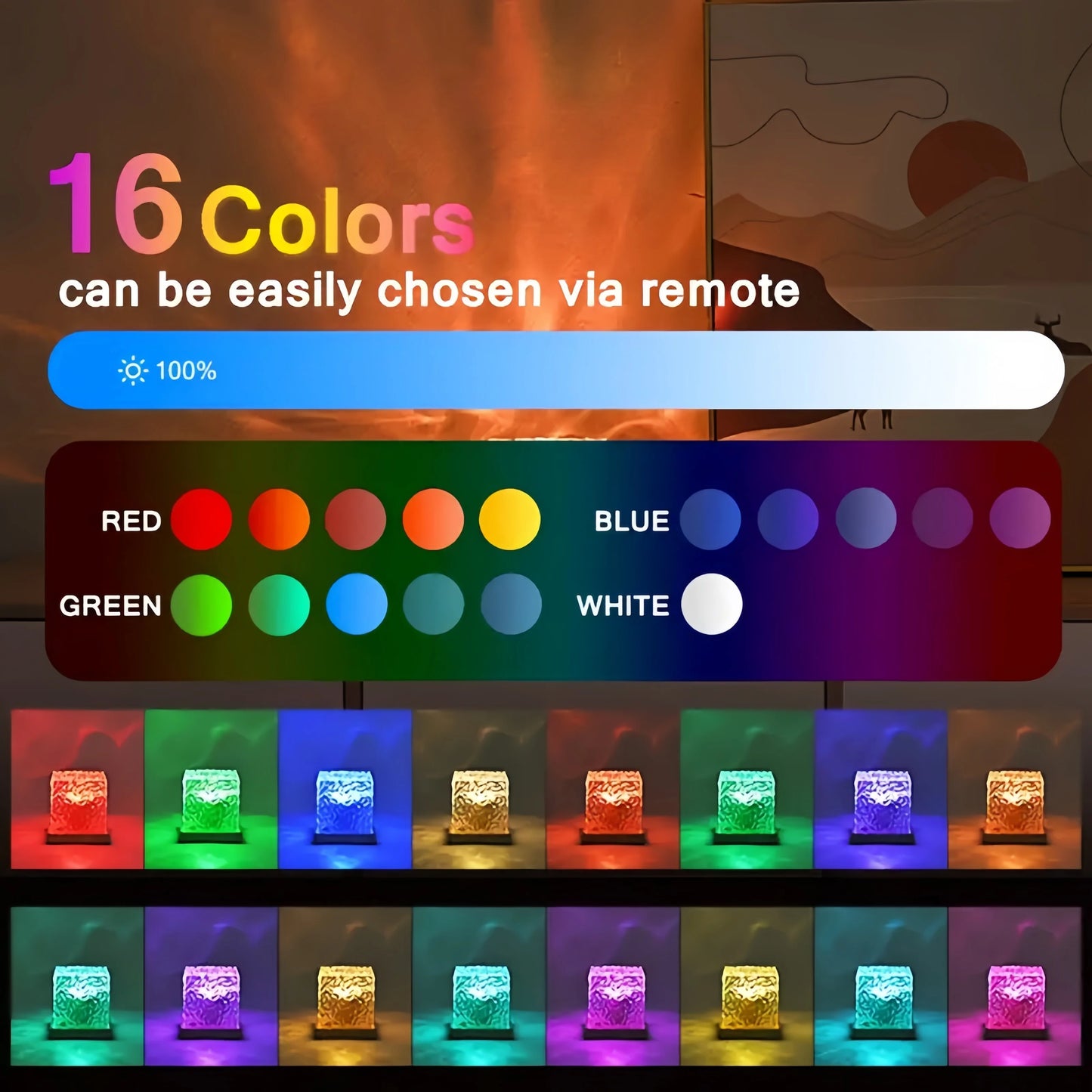Ocean Wave Aurora Projector Light – 16 Colors, Touch & Remote Control