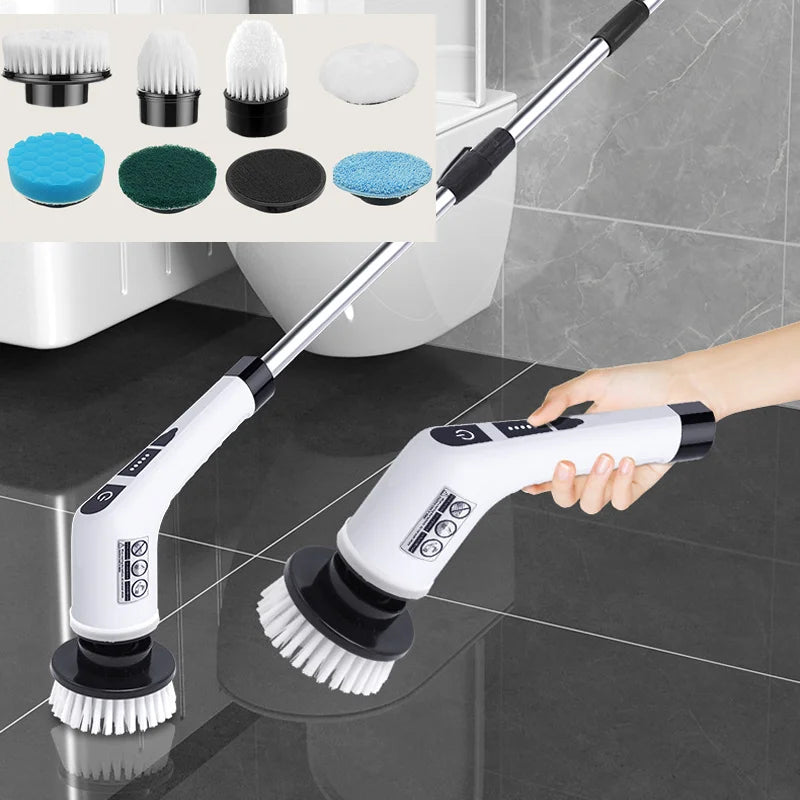 Cordless Electric Spin Scrubber – Multi-Head Power Scrubber with Extendable Handle