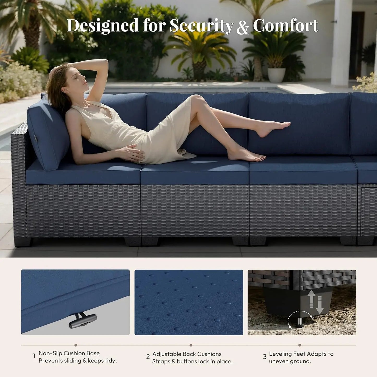 7-Piece All-Weather Wicker Rattan Patio Sectional Sofa Set – Modular Outdoor Furniture