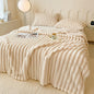 Cozy Thickened Flannel Blanket – Soft Striped Throw for Bed, Sofa & Travel