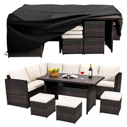 7-Piece Outdoor Wicker Patio Dining Set – Table, Chairs & Ottomans Included