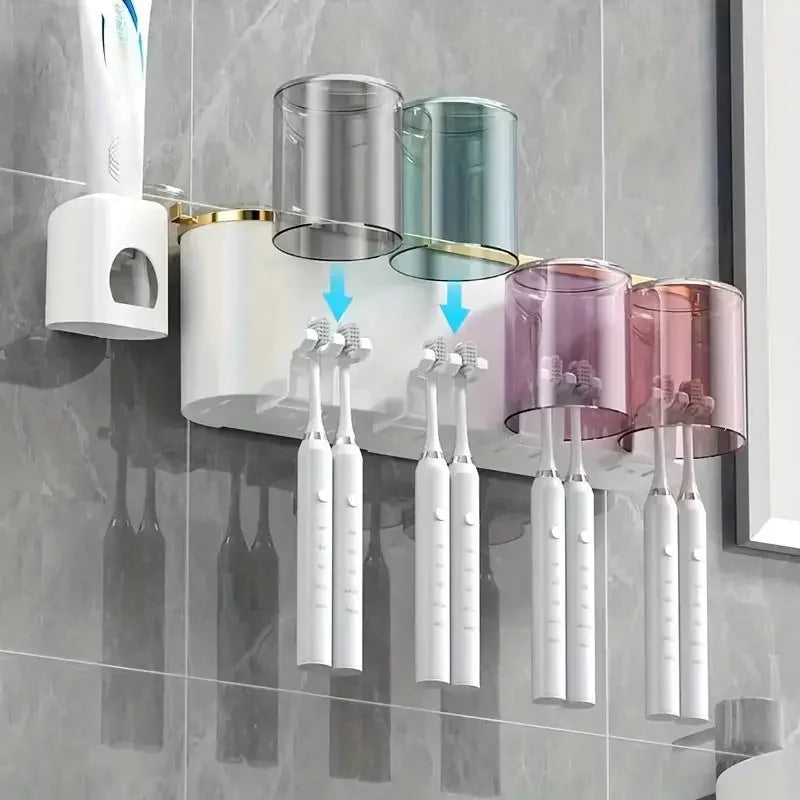Wall-Mounted Toothbrush & Toothpaste Organizer Set – 2, 3 or 4 Person