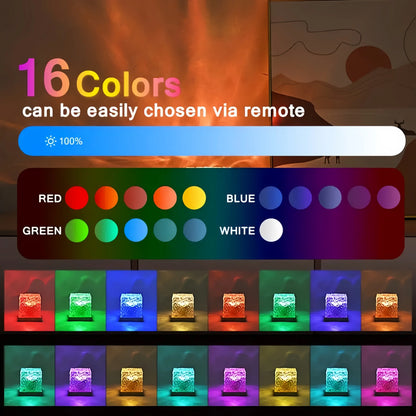 Ocean Wave Aurora Projector Light – 16 Colors, Touch & Remote Control
