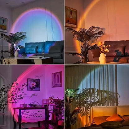 Sunset Projection Light – 16-Color RGB, USB & Remote Control