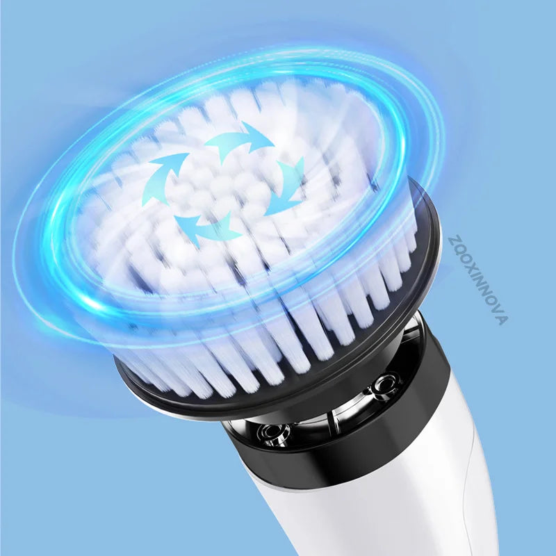 Cordless Electric Spin Scrubber – Multi-Head Power Scrubber with Extendable Handle