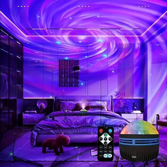 LED Galaxy Projector Night Light – Starry Sky & Aurora, USB, Remote Control