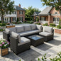 7-Piece All-Weather Wicker Rattan Patio Sectional Sofa Set – Modular Outdoor Furniture