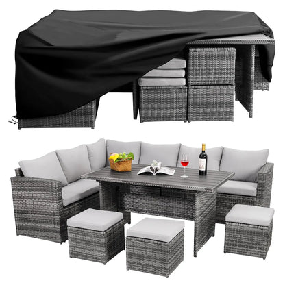 7-Piece Outdoor Wicker Patio Dining Set – Table, Chairs & Ottomans Included