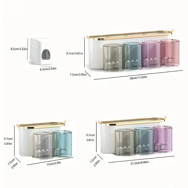 Wall-Mounted Toothbrush & Toothpaste Organizer Set – 2, 3 or 4 Person