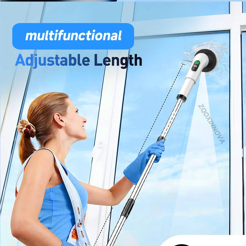Cordless Electric Spin Scrubber – Multi-Head Power Scrubber with Extendable Handle
