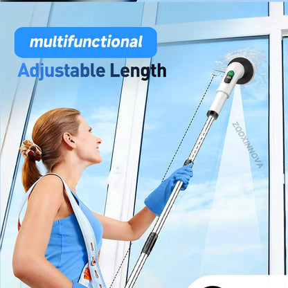 Cordless Electric Spin Scrubber – Multi-Head Power Scrubber with Extendable Handle