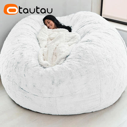 Giant 5ft Fluffy Faux Fur Bean Bag Cover – Soft, Cozy & Oversized (Cover Only)