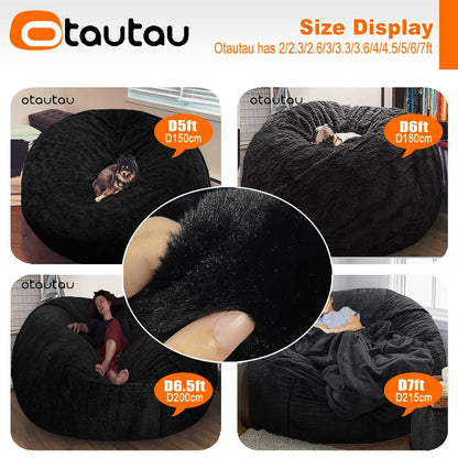 Giant 5ft Fluffy Faux Fur Bean Bag Cover – Soft, Cozy & Oversized (Cover Only)