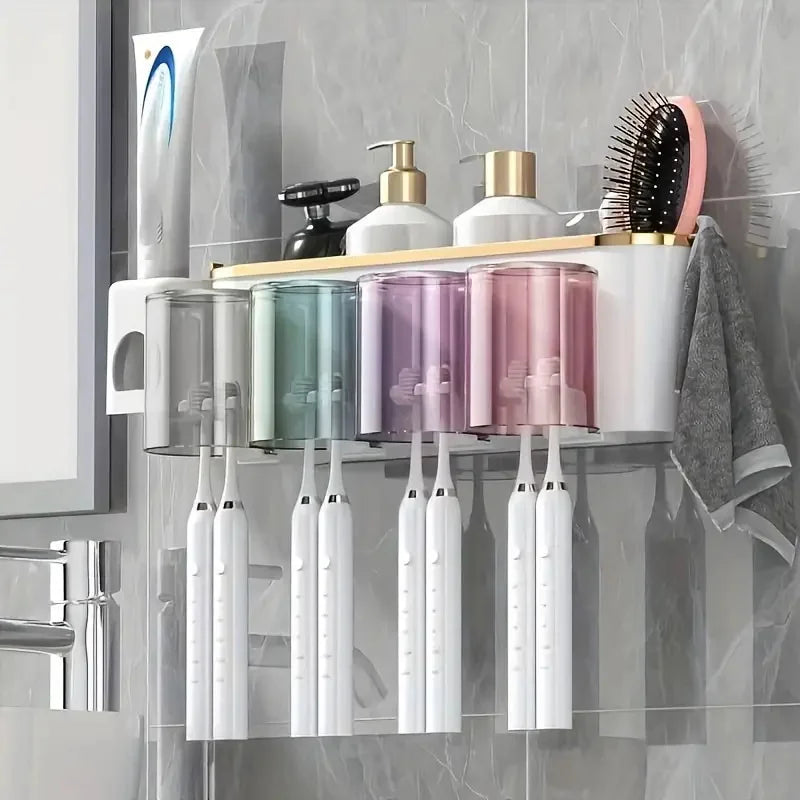Wall-Mounted Toothbrush & Toothpaste Organizer Set – 2, 3 or 4 Person
