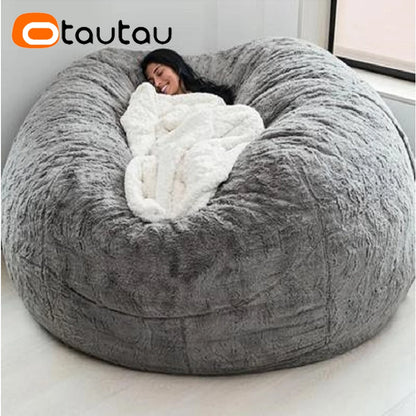Giant 5ft Fluffy Faux Fur Bean Bag Cover – Soft, Cozy & Oversized (Cover Only)