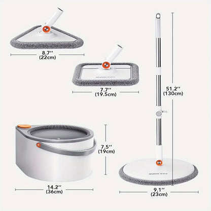 Spin Mop & Bucket Set – Hands-Free Wringing, Sewage Separation, 3 Mop Head Types