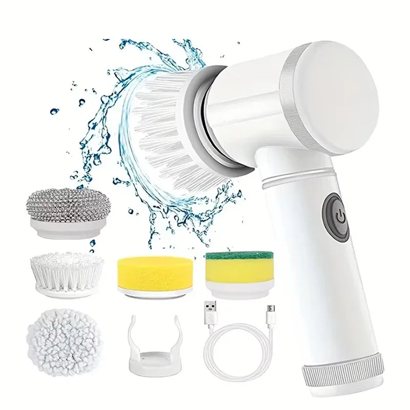 Cordless Electric Spin Scrubber – Multi-Head Power Scrubber with Extendable Handle