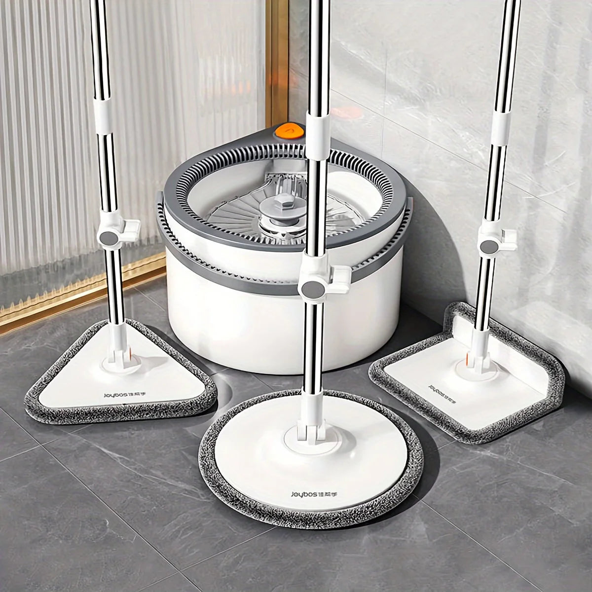 Spin Mop & Bucket Set – Hands-Free Wringing, Sewage Separation, 3 Mop Head Types