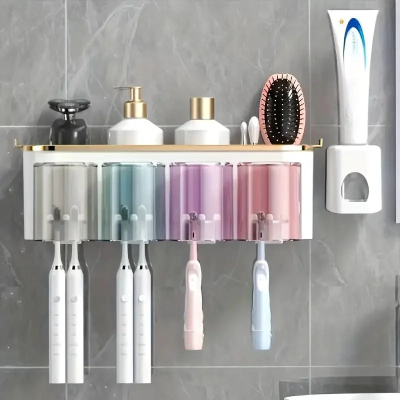 Wall-Mounted Toothbrush & Toothpaste Organizer Set – 2, 3 or 4 Person