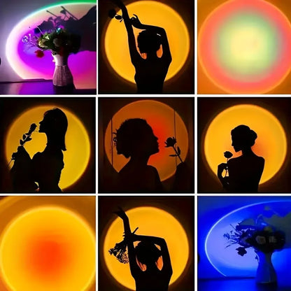 Sunset Projection Light – 16-Color RGB, USB & Remote Control