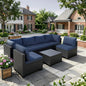 7-Piece All-Weather Wicker Rattan Patio Sectional Sofa Set – Modular Outdoor Furniture