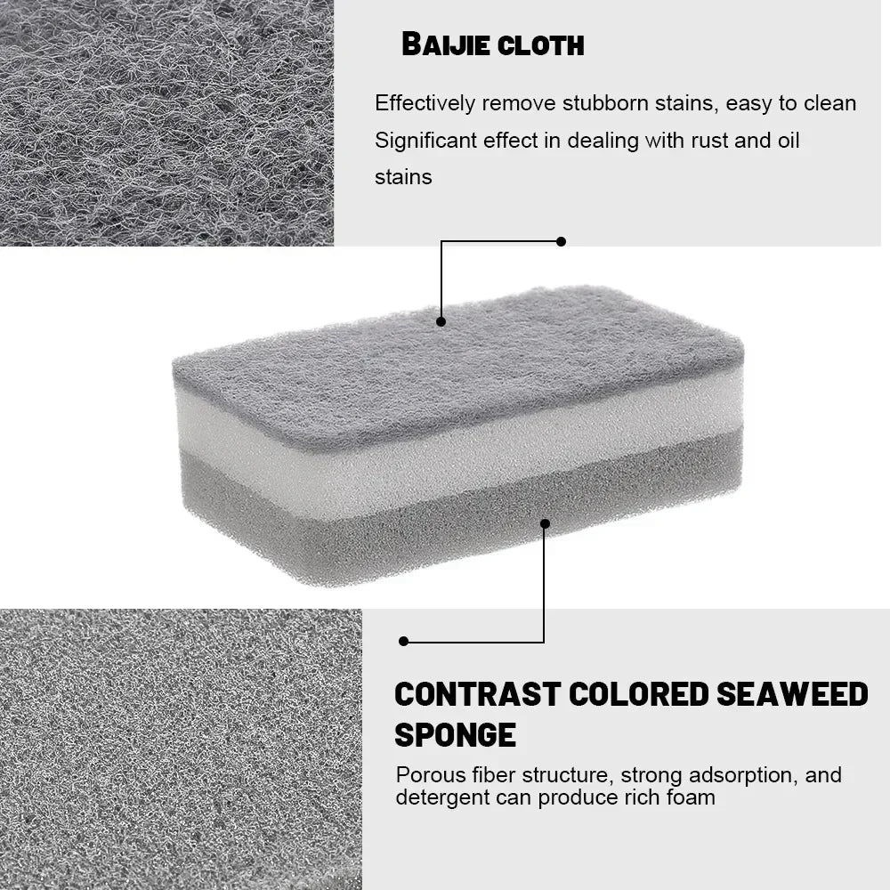 Magic Three-Layer Cleaning Sponges – Reusable, Eco-Friendly Kitchen Scrubber