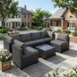7-Piece All-Weather Wicker Rattan Patio Sectional Sofa Set – Modular Outdoor Furniture