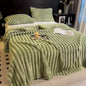 Cozy Thickened Flannel Blanket – Soft Striped Throw for Bed, Sofa & Travel