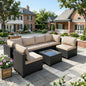 7-Piece All-Weather Wicker Rattan Patio Sectional Sofa Set – Modular Outdoor Furniture