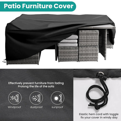 7-Piece Outdoor Wicker Patio Dining Set – Table, Chairs & Ottomans Included